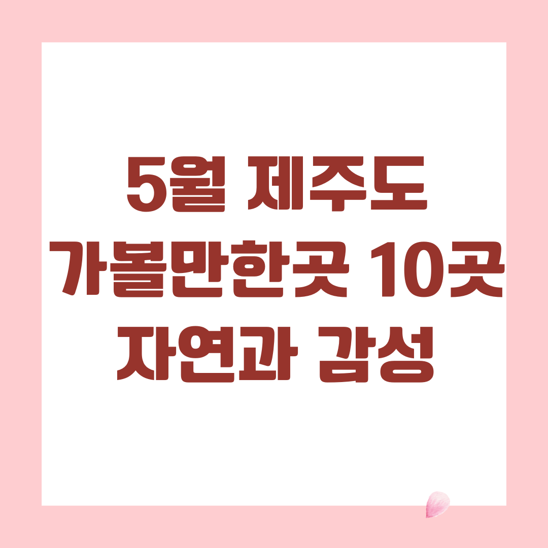 5월 제주도 가볼만한곳 10곳, 자연과 감성