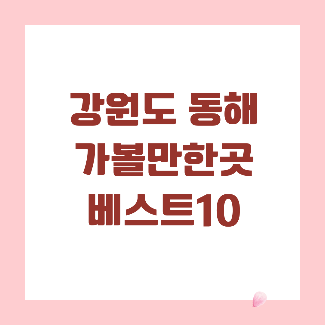 강원도 동해 가볼만한곳 베스트