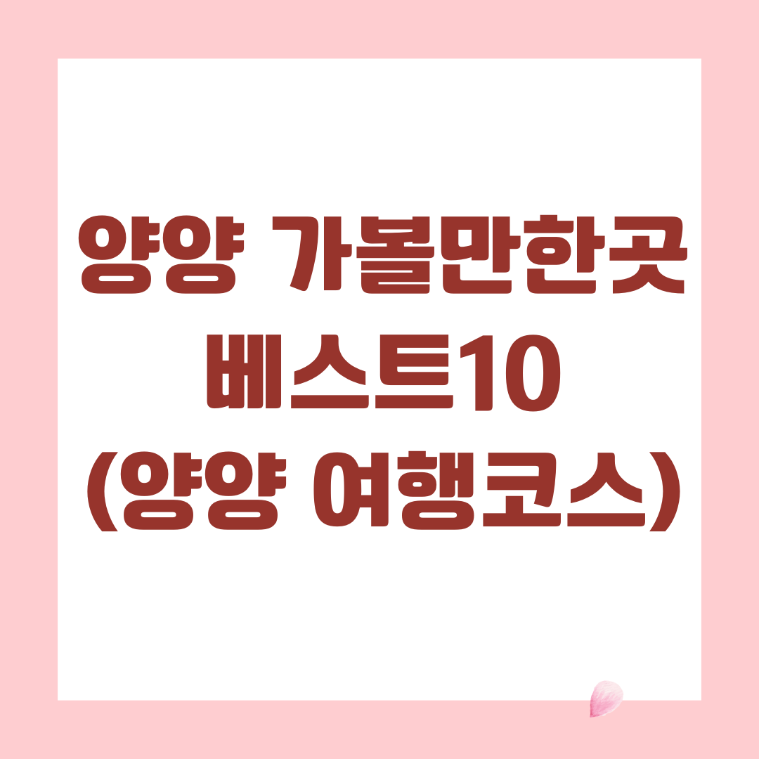 양양 가볼만한곳 베스트10