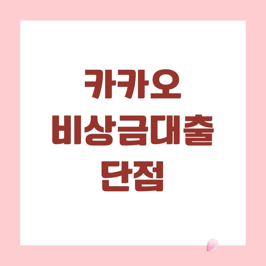 카카오 비상금대출 단점